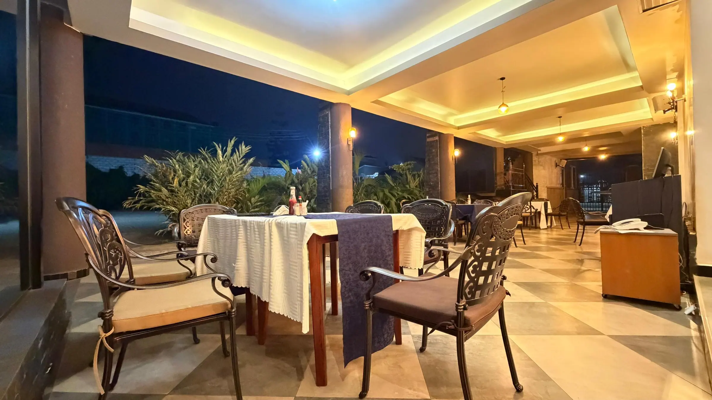 The restaurant at Nexus Resorts Hotel Plus in the evening