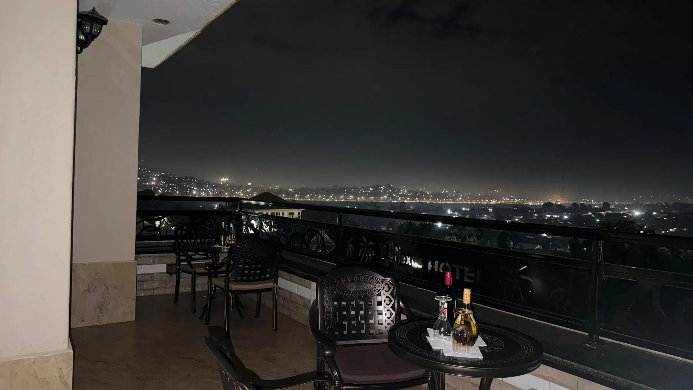 The rooftop terrace overlooking Kampala