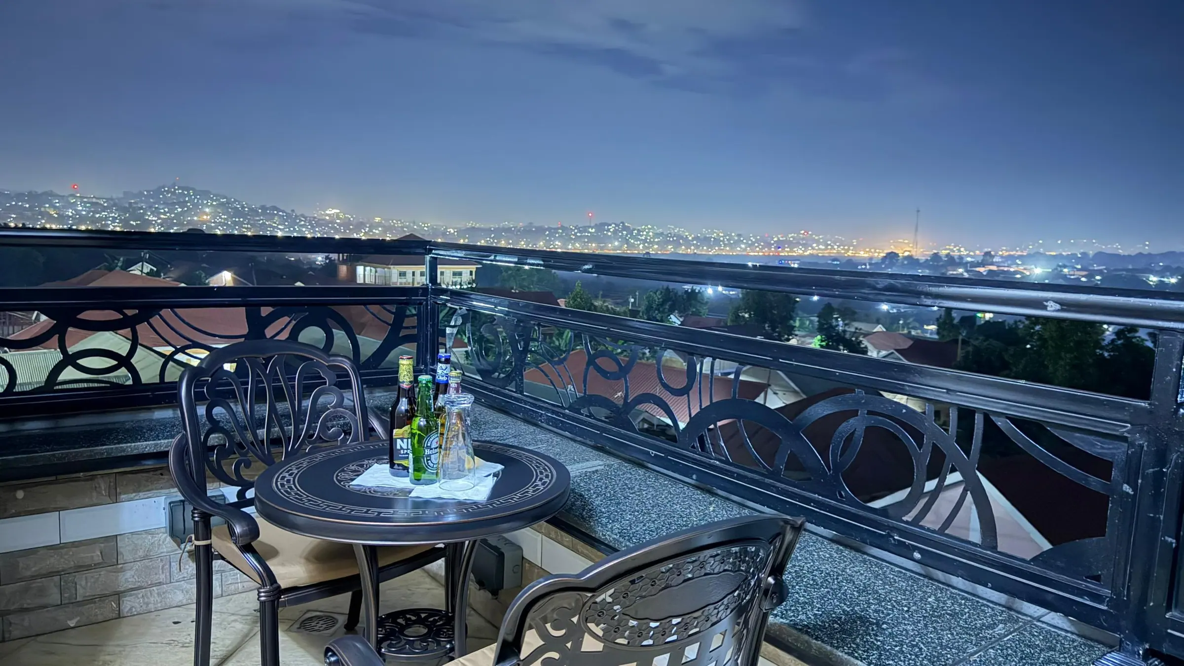 The rooftop terrace overlooking Kampala