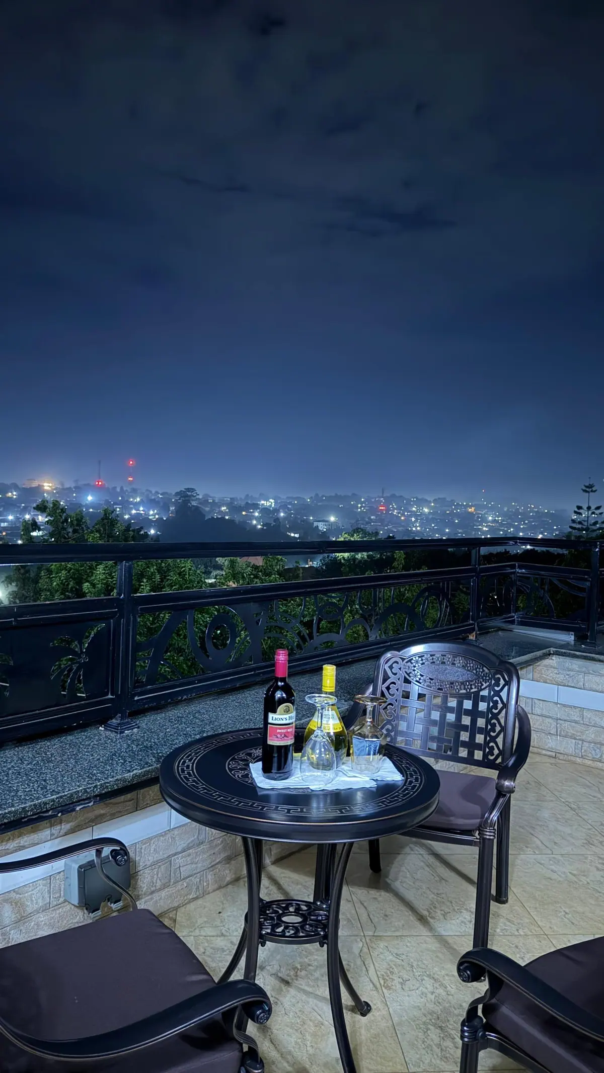 The rooftop terrace overlooking Kampala