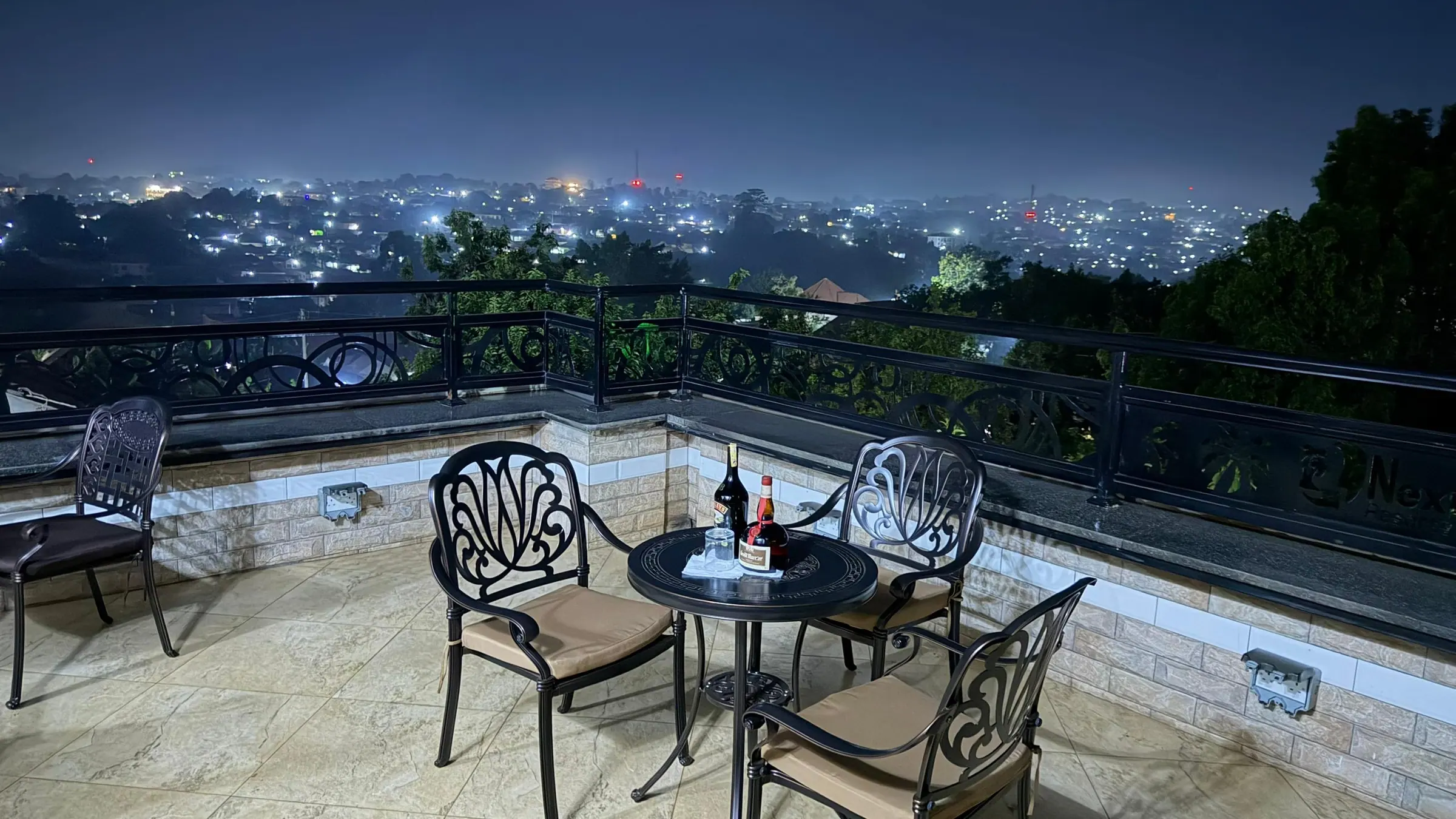 The rooftop terrace overlooking Kampala