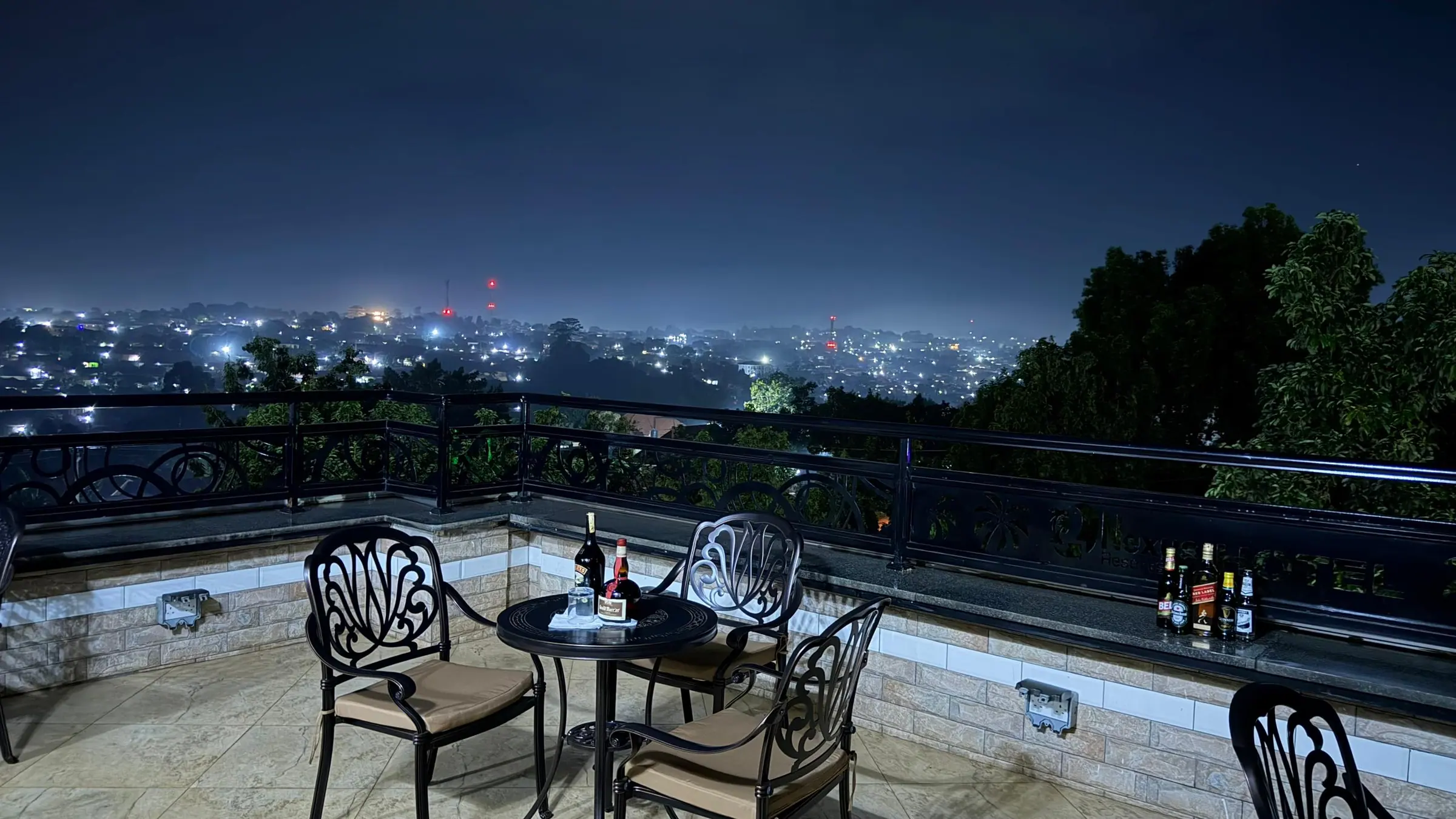 The rooftop terrace overlooking Kampala