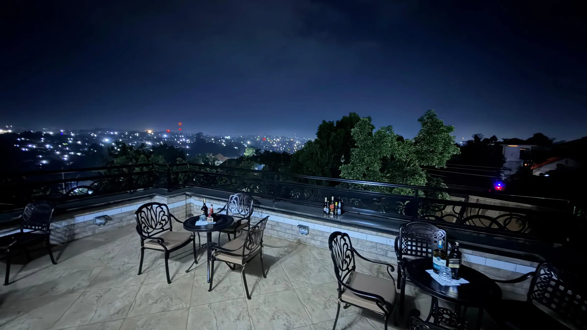 The rooftop terrace overlooking Kampala